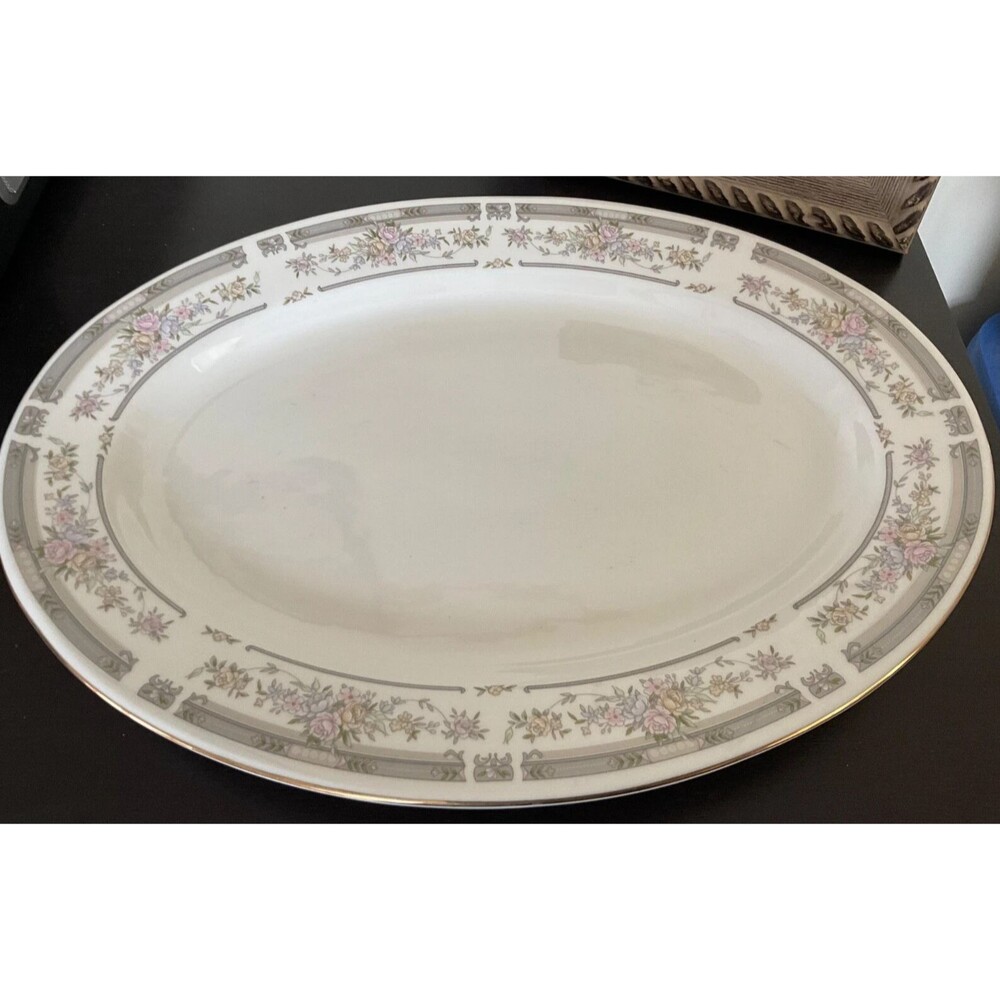 Manchester Porcelain China Oval Serving Platter 22K Band  Oven Safe #4145Vintage